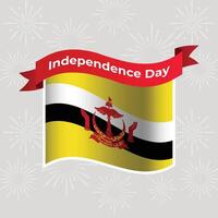 Brunei Wavy Flag Independence Day Banner Background vector