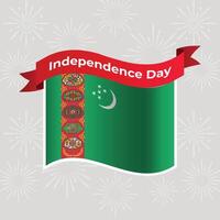 Turkmenistan Wavy Flag Independence Day Banner Background vector