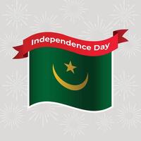 Mauritania Wavy Flag Independence Day Banner Background vector