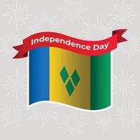Saint Vincent and the Grenadines Wavy Flag Independence Day Banner Background vector