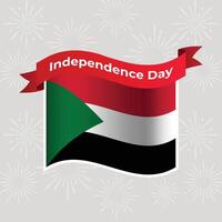 Sudan Wavy Flag Independence Day Banner Background vector