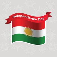 Iraqi Kurdistan Wavy Flag Independence Day Banner Background vector