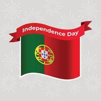 Portugal Wavy Flag Independence Day Banner Background vector