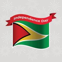 Guyana Wavy Flag Independence Day Banner Background vector