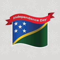 Solomon Islands Wavy Flag Independence Day Banner Background vector