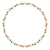 Empty Juneteenth round frame with red, green and yellow triangles isolated on a transparent background. Black History Month. Place for text vector