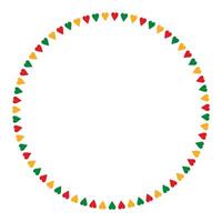 Empty round frame consists of small red, green and yellow hearts. Juneteenth frame is isolated on a transparent background. A border for Freedom Day. Black History Month. Copy space vector