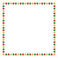 Empty square frame with small red, green and yellow hearts. Juneteenth frame is isolated on a transparent background. Black History Month. Place for text vector