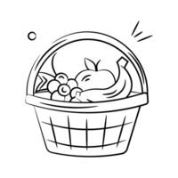 Modern doodle style icon of fruit basket, editable design vector