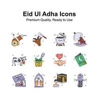 Pack of eid ul adha doodle style icons, ready to use in websites and mobile apps vector