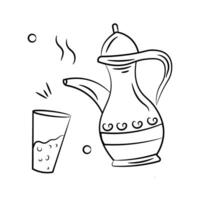 Antique teapot with glass design of vintage teapot, premium icon vector