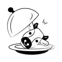 Take a look at amazing icon of beef dish icon in doodle style vector