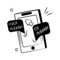Eid mubarak messages, modern icon of online greetings vector