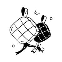 Hand drawn doodle icon of ketupat, ready to use vector