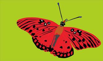 ilustración de un rojo mariposa en un verde antecedentes vector