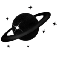 Black Stars and planet in space png