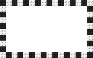 Black and white brick banner. Simple frame composed of black and white toy blocks. Abstract background vector