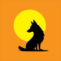 wolves and full moon vector