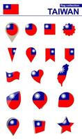 Taiwan Flag Collection. Big set for design. vector