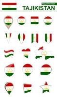 Tajikistan Flag Collection. Big set for design. vector