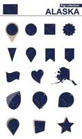 Alaska Flag Collection. Big set for design. vector