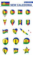 New Caledonia Flag Collection. Big set for design. vector