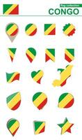 Congo Flag Collection. Big set for design. vector