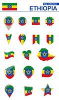 Ethiopia Flag Collection. Big set for design. vector