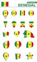 Senegal Flag Collection. Big set for design. vector