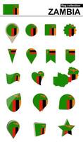 Zambia Flag Collection. Big set for design. vector