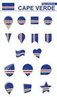 Cape Verde Flag Collection. Big set for design. vector