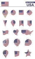 USA Flag Collection. Big set for design. vector