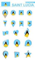 Saint Lucia Flag Collection. Big set for design. vector