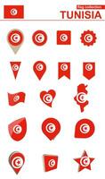 Tunisia Flag Collection. Big set for design. vector