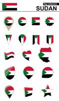 Sudan Flag Collection. Big set for design. vector