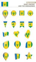 Saint Vincent and the Grenadines Flag Collection. Big set for design. vector