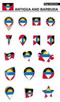 Antigua and Barbuda Flag Collection. Big set for design. vector