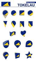 Tokelau Flag Collection. Big set for design. vector