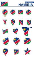 Namibia Flag Collection. Big set for design. vector