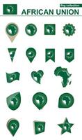 African Union Flag Collection. Big set for design. vector