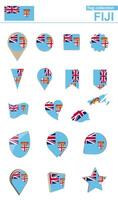 Fiji Flag Collection. Big set for design. vector