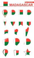 Madagascar Flag Collection. Big set for design. vector