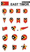 East Timor Flag Collection. Big set for design. vector