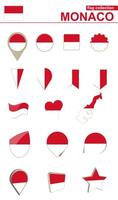 Monaco Flag Collection. Big set for design. vector