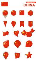 China Flag Collection. Big set for design. vector