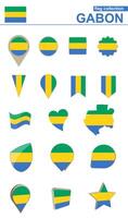 Gabon Flag Collection. Big set for design. vector