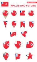 Wallis and Futuna Flag Collection. Big set for design. vector