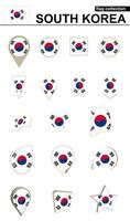 South Korea Flag Collection. Big set for design. vector