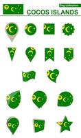 Cocos Islands Flag Collection. Big set for design. vector