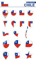 Chile Flag Collection. Big set for design. vector